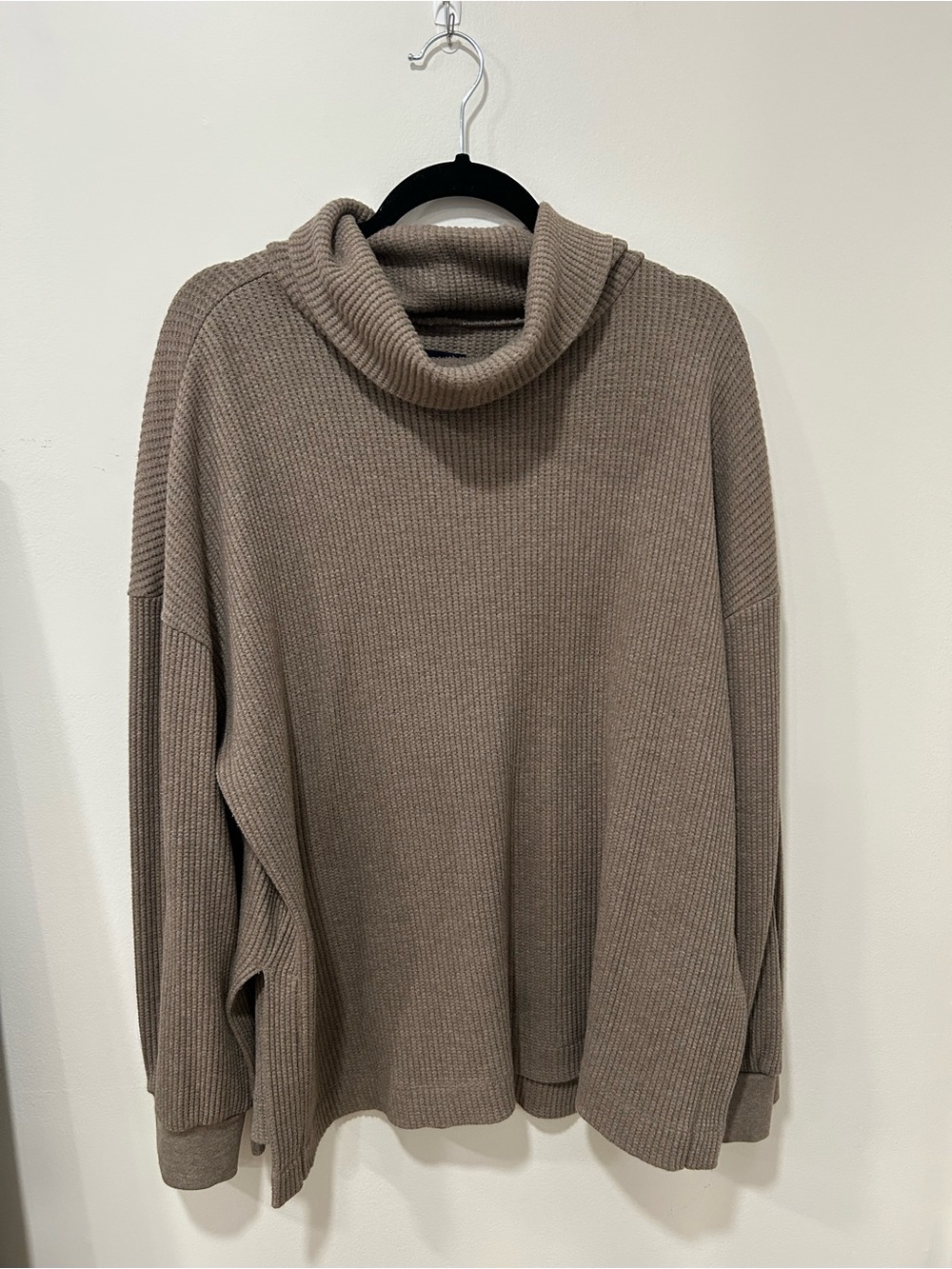 GAP Ribbed Cowl Neck Sweater in Taupe